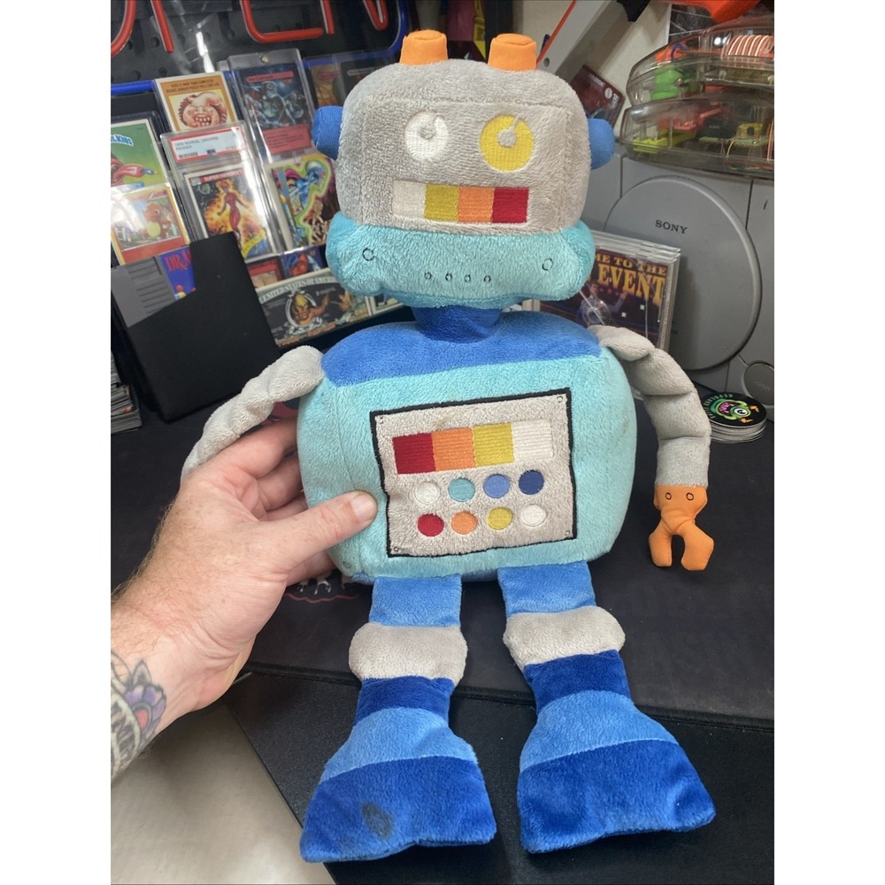 Target Circo Modern Robot Plush Kids Decorative Pillow 18" Blue Rare Decor 2013